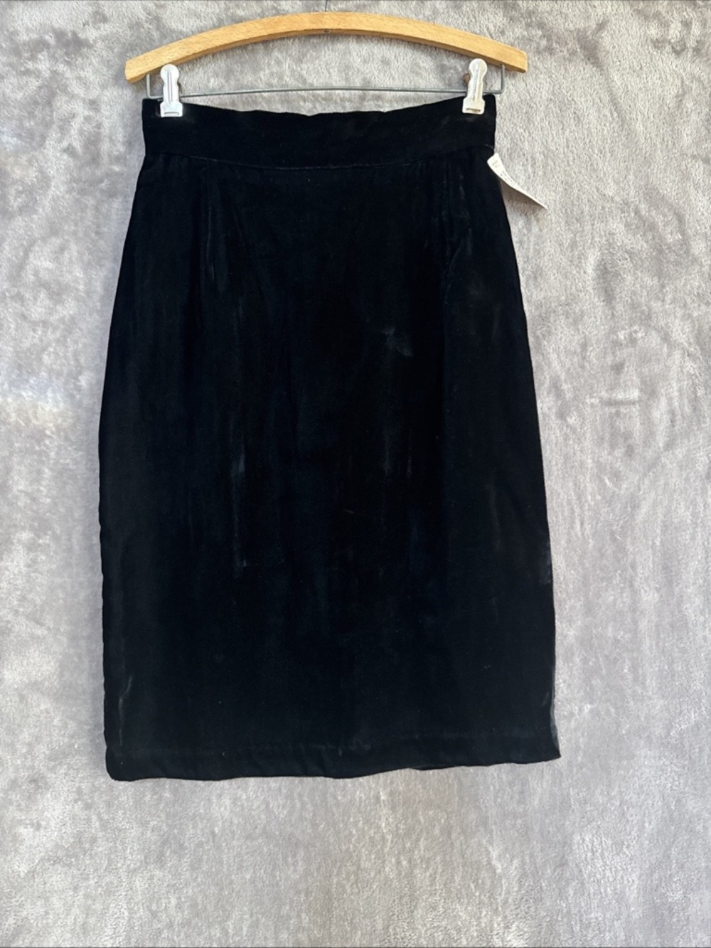 Vintage Norton McNaughton Velvet Pencil Skirt Black Size 8 90s NWT